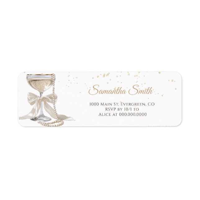  Pearls & Prosecco Bridal Shower Return Address  (Front)