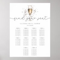 Pearls & Prosecco Bridal Shower Seating Chart Sign