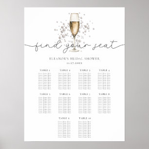 Pearls & Prosecco Bridal Shower Seating Chart Sign
