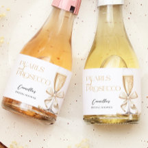 Pearls &amp; Prosecco Bridal Shower Sparkling Wine Label