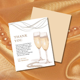 Pearls & Prosecco Bridal Shower Thank You Card 