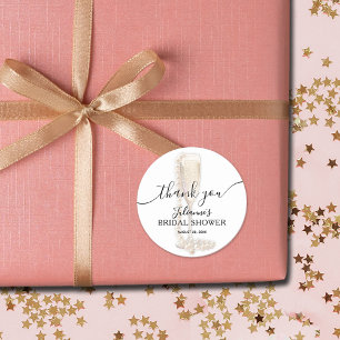 Pearls & Prosecco Bridal Shower Thank You Classic Round Sticker