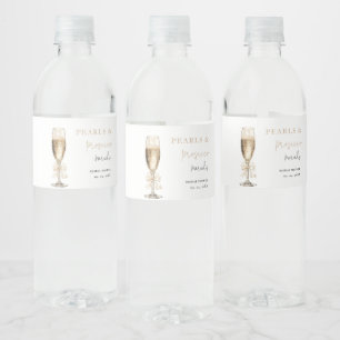 Pearls & Prosecco  Bridal shower Water Bottle Label