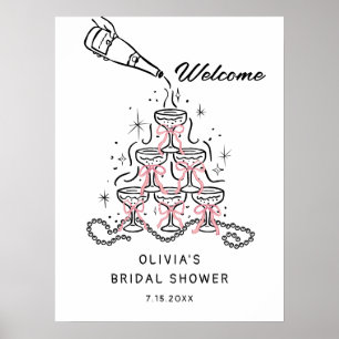 Pearls & Prosecco Bridal Shower Welcome Sign Poste