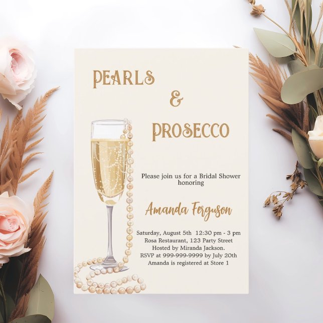 Pearls Prosecco bubbly gold Bridal Shower Invitation (Creator Uploaded)