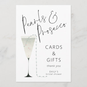 Pearls Prosecco Cards Gifts Bridal Shower Sign