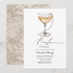 Pearls & Prosecco Champagne Bridal Shower Invitation