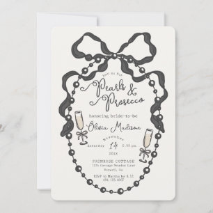 Pearls & Prosecco Coquette Bow Bridal Shower Invit
