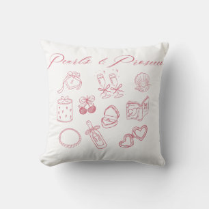 Pearls & Prosecco Design Girly Pink Bachelorette Cushion