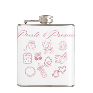 Pearls & Prosecco Design   Girly Pink Bachelorette Hip Flask