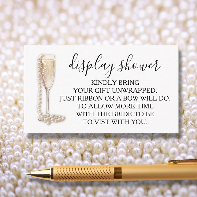 Pearls & Prosecco Display Bridal Shower Enclosure Card (Pearls & Prosecco Display Bridal Shower Enclosure Cards - use our poem or create your own)