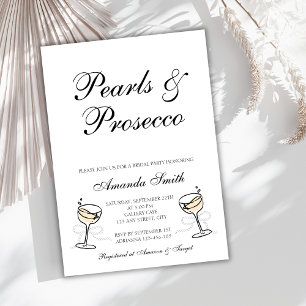 Pearls & Prosecco Elegant Bridal Party Invitation