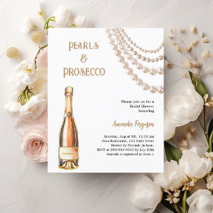Pearls Prosecco elegant Bridal Shower invitation