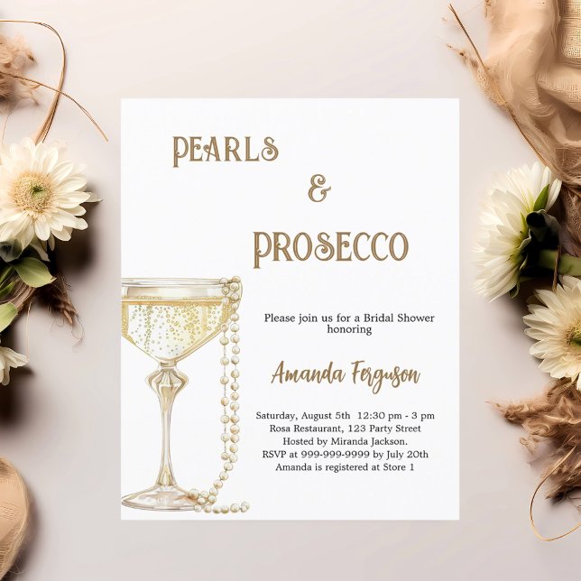 Pearls Prosecco elegant Bridal Shower invitation (Creator Uploaded)