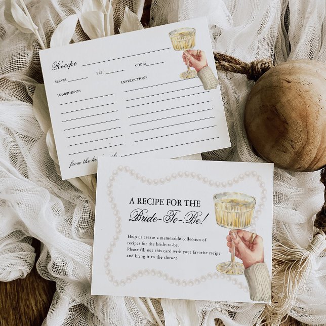 Pearls & Prosecco Elegant Bridal Shower Recipe Enclosure Card (Creator Uploaded)