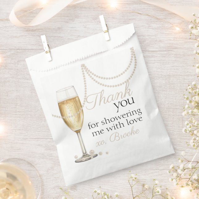 Pearls Prosecco elegant Bridal Shower thank you Favour Bags (Clipped)