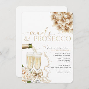 Pearls Prosecco Elegant Modern Bridal Shower Invitation