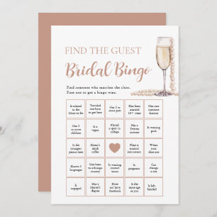Pearls & Prosecco Find the Guest Bridal Bingo Game Invitation
