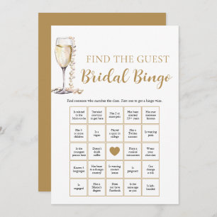 Pearls & Prosecco Find the Guest Bridal Bingo Game Invitation