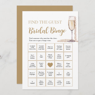 Pearls & Prosecco Find the Guest Bridal Bingo Game Invitation