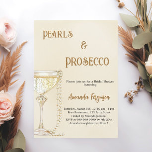 Pearls Prosecco gold Bridal Shower Invitation