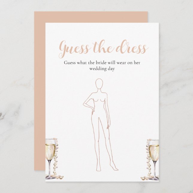 Pearls Prosecco Guess The Dress Bridal Shower Game Invitation (Front/Back)