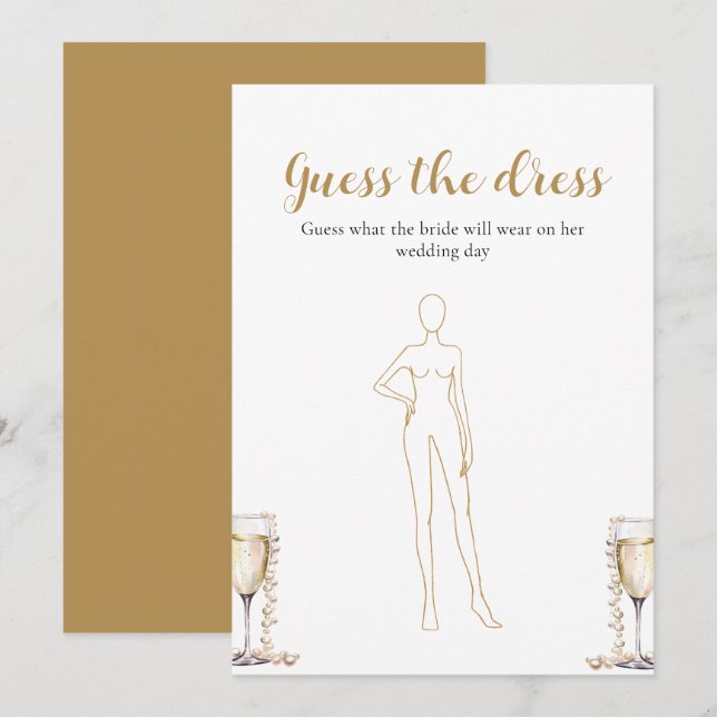 Pearls Prosecco Guess The Dress Bridal Shower Game Invitation (Front/Back)