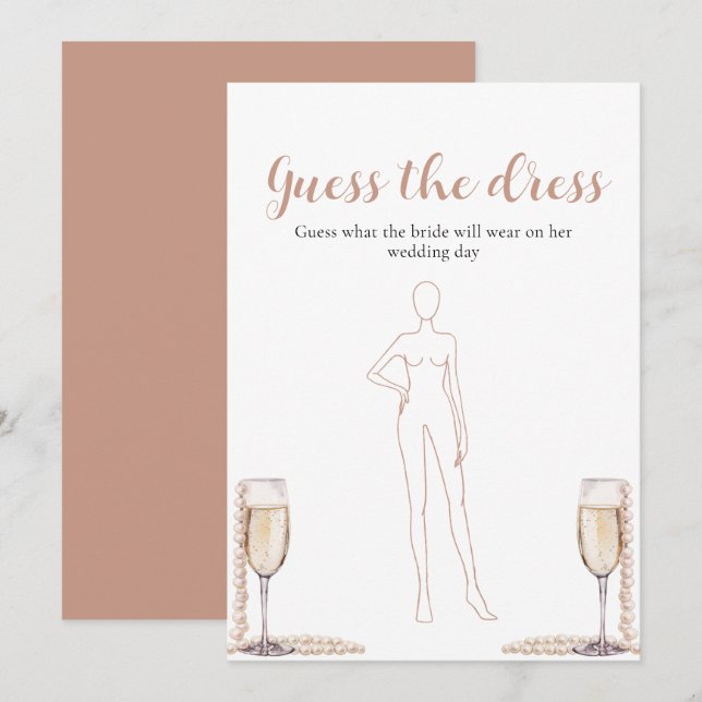 Pearls Prosecco Guess The Dress Bridal Shower Game Invitation (Front/Back)