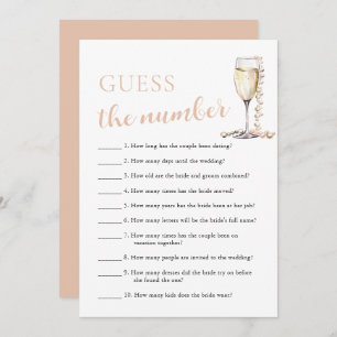 Pearls & Prosecco Guess the Number Bridal Game Invitation