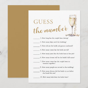 Pearls & Prosecco Guess the Number Bridal Game Invitation