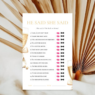 Pearls Prosecco He did She did Bridal Shower Game