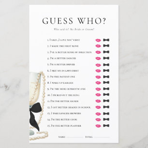 Pearls Prosecco He did She did Bridal Shower Game