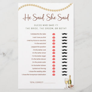 Pearls & Prosecco He, She Said Bridal Shower Game