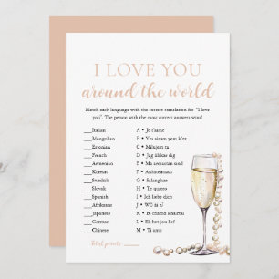 Pearls & Prosecco I Love You Around the World Game Invitation