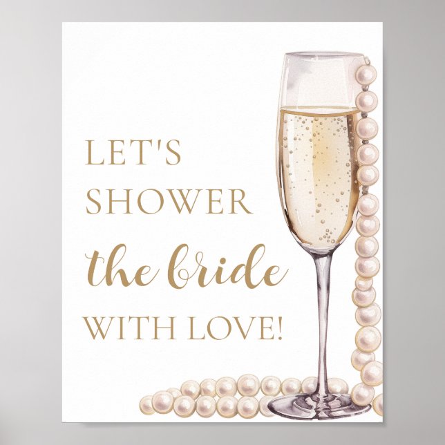 Pearls Prosecco Let's Shower The Bride With Love Poster (Front)
