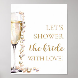 Pearls Prosecco Let's Shower The Bride With Love Poster