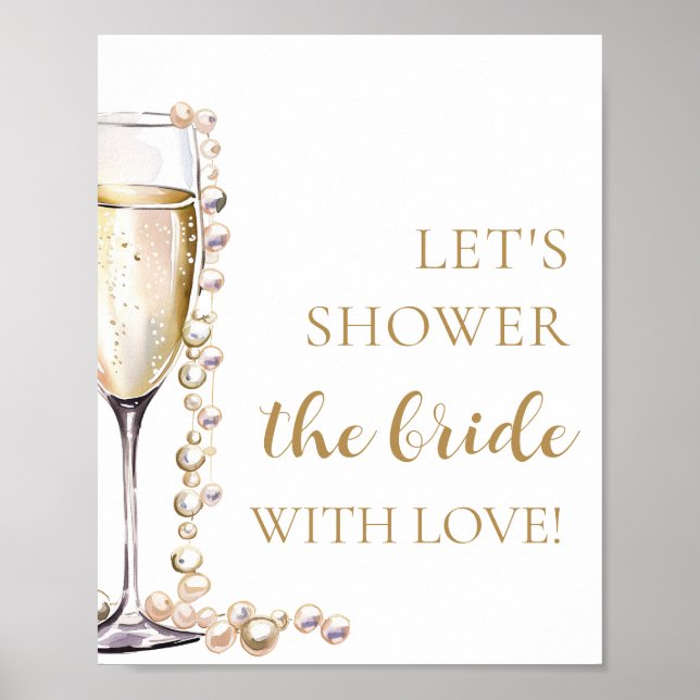 Pearls Prosecco Let's Shower The Bride With Love Poster (Front)