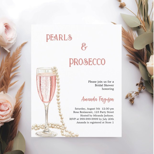 Pearls Prosecco pink Bridal Shower invitation (Creator Uploaded)