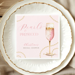 Pearls Prosecco Pink Gold Bridal Shower Napkin