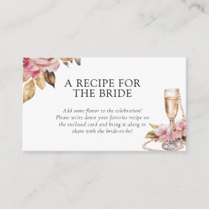 Pearls Prosecco Recipe Request Bridal Shower  Enclosure Card