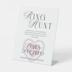 Pearls & Prosecco Ring Hunt Bridal Shower Custom Pedestal Sign