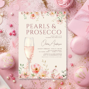 Pearls & Prosecco Wildflower Bridal Shower Invitation