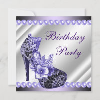 Pearls Purple High Heels Shoes Birthday Party