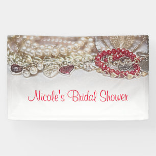 Pearls & Red Valentine Love Jewels Chic Party Banner