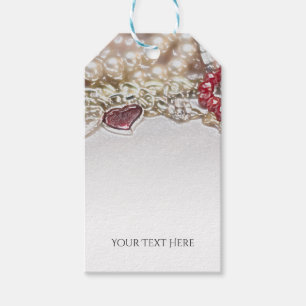 Pearls & Red Valentine Love Jewels Chic Party Gift Tags