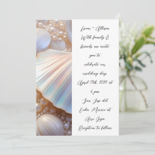 Pearls Shells Elegant Classic Wedding Invitation