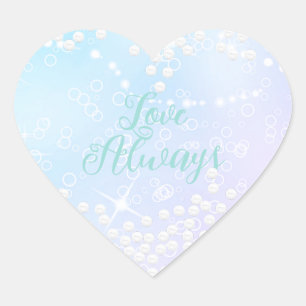 Pearls Shine Blue Pink  Heart Sticker