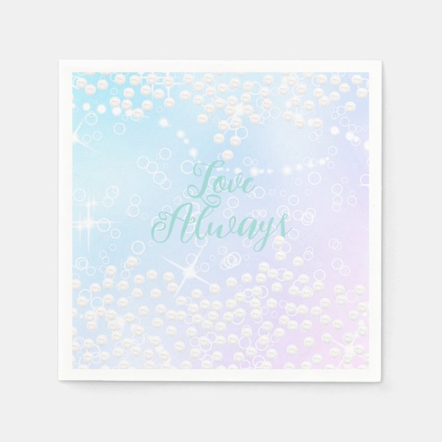 Pearls Shine Blue Pink Napkin (Front)