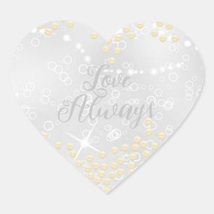 Pearls Shine Grey  Heart Sticker