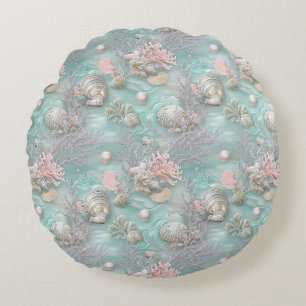 Pearls Under The Sea Round Cushion